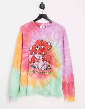 Оверсайз-футболка COLLUSION с длинными рукавами и грибным принтом цвета тай-дай