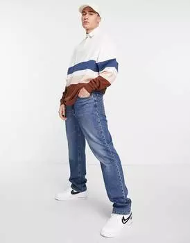 Оверсайз-футболка поло с длинными рукавами ASOS DESIGN в коричнево-синих колор-блоках ASOS DESIGN