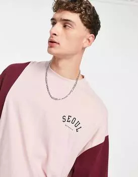 Оверсайз-футболка розового цвета с принтом города Сеул ASOS DESIGN
