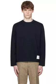Оверсайз футболка с длинным рукавом средней плотности Thom Browne, синий