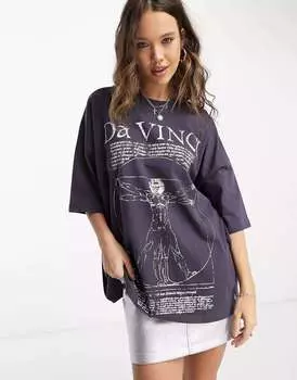 Оверсайз-футболка с изображением лицензии да Винчи ASOS