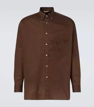 Оверсайз хлопковая рубашка Auralee, темно-коричневый