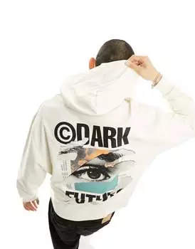 Оверсайз-худи цвета экрю с фотографическим принтом на спине ASOS DARK FUTURE