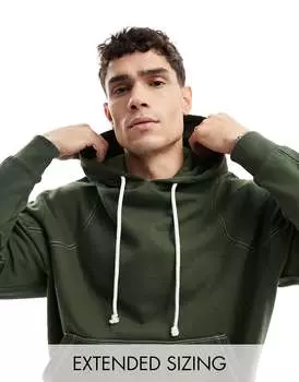 Оверсайз-худи цвета хаки с контрастной строчкой ASOS