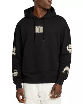 Оверсайз худи с мультилоготипами G-STAR RAW, черный