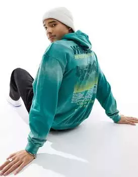 Оверсайз-худи зеленого цвета с принтом на спине ASOS