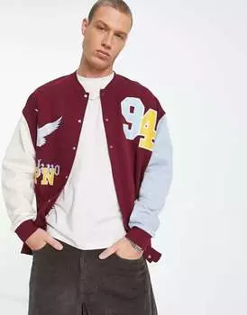 Оверсайз-куртка бордового цвета со значком ASOS