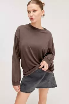 Оверсайз лонгслив Monki, коричневый