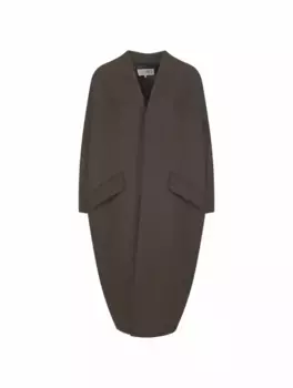Оверсайз пальто с вырезом MM6 MAISON MARGIELA, зелёный