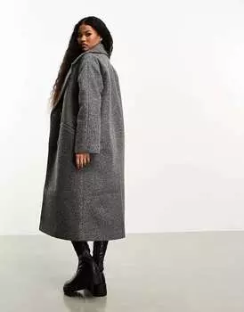 Оверсайз-пальто темно-серого букле ASOS DESIGN Petite