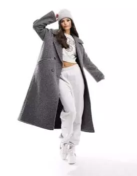 Оверсайз-пальто темно-серого букле ASOS