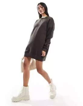 Оверсайз-платье-свитшот Pull&Bear шоколадно-коричневого цвета