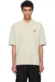 Оверсайз-поло с нашивкой в виде головы лисы Maison Kitsun, цвет truffle