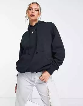 Оверсайз-пуловер Nike mini swoosh черного цвета с парусом