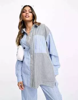 Оверсайз-рубашка в полоску в стиле пэчворк ASOS