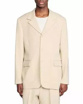 Оверсайз шерстяной пиджак Sandro, коричневый/бежевый