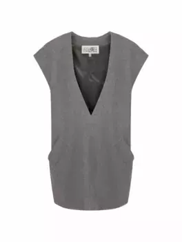 Оверсайз шерстяной жилет MM6 MAISON MARGIELA, серый