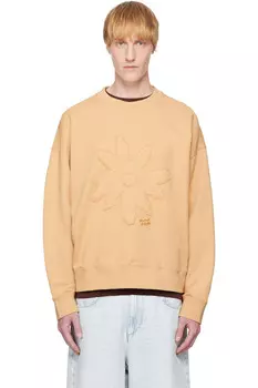 Оверсайз свитер с вышитой ромашкой Maison Kitsun, цвет chamois