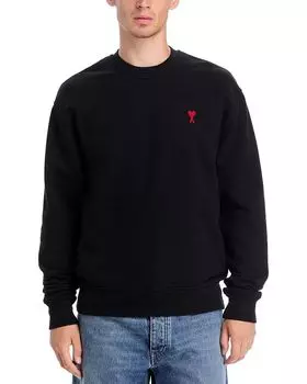 Оверсайз свитшот красный Ami De Coeur AMI, Красный свитшот стандартного кроя Ami De Coeur, черный