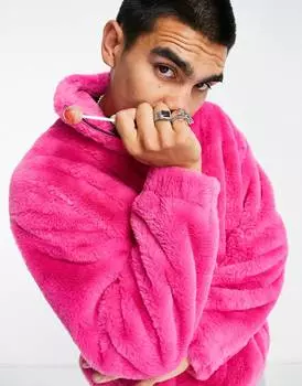 Оверсайз-толстовка из искусственного меха розового цвета ASOS DESIGN