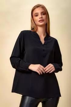 Оверсайз-топ с длинными рукавами и пуговицами HOXTON GAL, черный