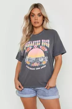 Оверсайзная футболка с графическим кислотом Boohoo, угольный