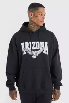 Оверсайзная худи с графикой arizona eagle Boohoo, черный
