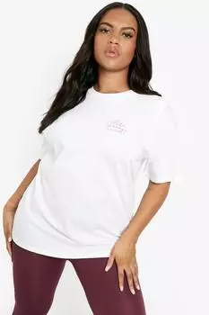 Оверсайзовая футболка с графическим изображением plus palm springs Boohoo, белый