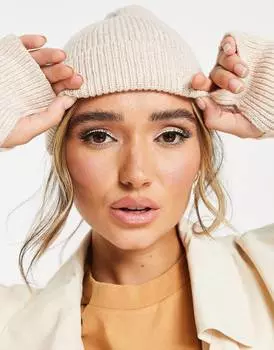 Овсяная шапка в рубчик ASOS DESIGN