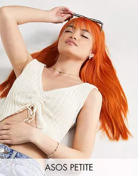 Овсяная трикотажная майка со сборками спереди ASOS DESIGN Petite