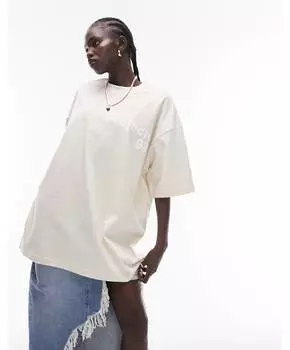 Овсяно-мелковая футболка Topshop co ord premium graphic studio
