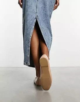 Овсяные балетки с квадратным носком New Look