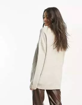 Овсяный джемпер с высоким воротником и отложным воротником спереди French Connection