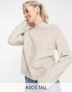 Овсяный джемпер свободного кроя с круглым вырезом ASOS DESIGN Tall