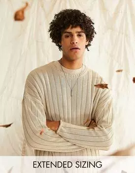 Овсяный джемпер свободного кроя в рубчик ASOS DESIGN