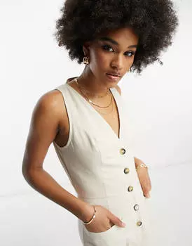 Овсяный комбинезон с пуговицами на пуговицах ASOS DESIGN Tall