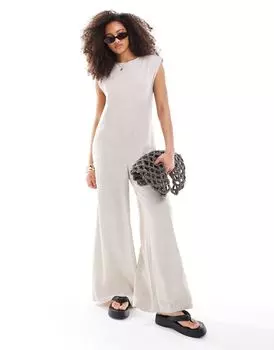 Овсяный комбинезон широкого кроя с подплечниками ASOS DESIGN