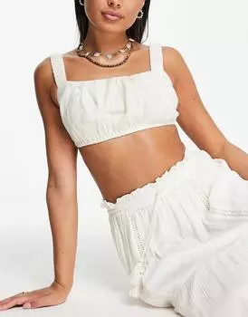 Овсяный льняной бралет со сборками ASOS DESIGN