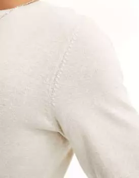 Овсяный вязаный хлопковый джемпер ASOS