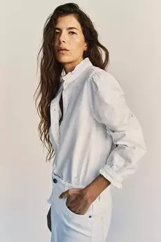 Оксфордская блузка с воланами H&M, белый