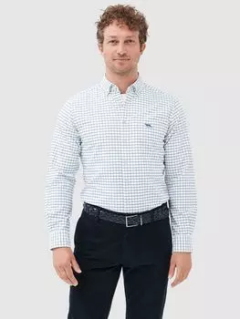 Оксфордская хлопковая рубашка в клетку с длинными рукавами Rodd & Gunn Windowpane, чернильный