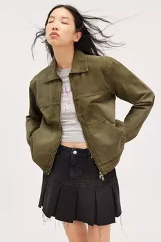 Оксфордская куртка с двусторонней молнией Monki, зеленый