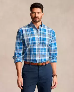 Оксфордская мужская рубашка классического кроя больших размеров Polo Ralph Lauren, синий