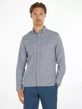Оксфордская рубашка 1985-го года в мелкую клетку Tommy Hilfiger, темно-синий/белый