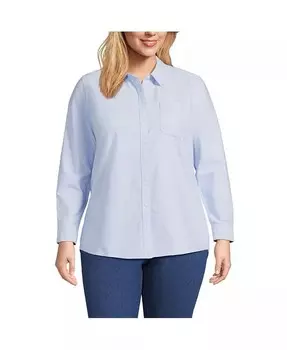 Оксфордская рубашка больших размеров Lands' End, синий