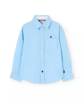 Оксфордская рубашка для мальчика с карманами и длинными рукавами Boboli, светло-голубой