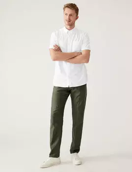 Оксфордская рубашка из чистого хлопка Marks & Spencer, белый