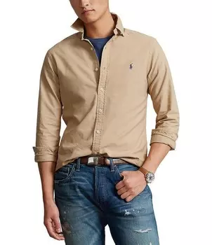 Оксфордская рубашка классического кроя с длинными рукавами Polo Ralph Lauren, бежевый