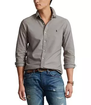 Оксфордская рубашка классического кроя с длинными рукавами Polo Ralph Lauren, серый