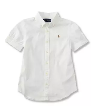 Оксфордская рубашка на пуговицах Polo Ralph Lauren для больших девочек 7–16 лет, белый